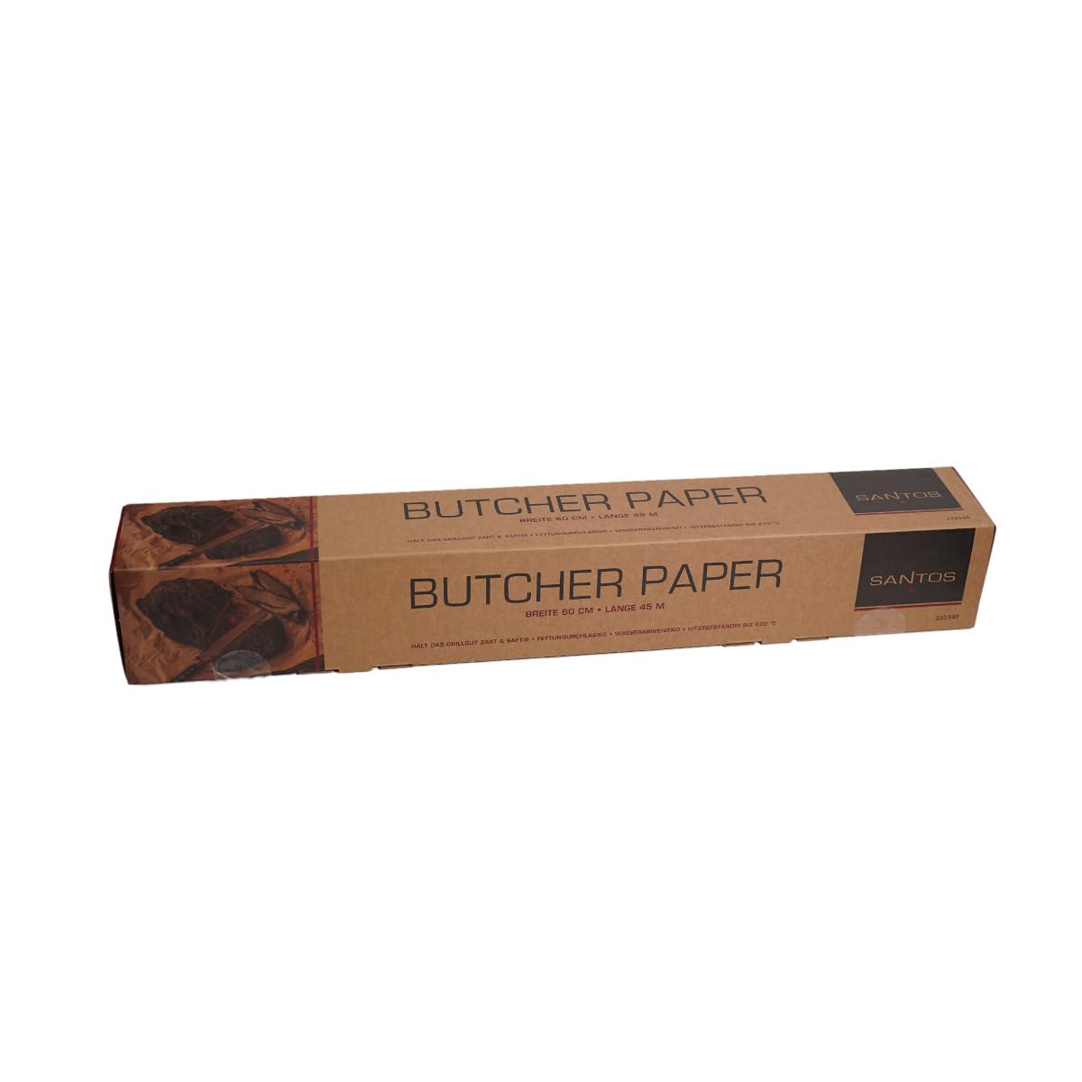Rotolo di carta da macellaio rosa originale SANTOS 60 cm x 45 m, carta da macellaio solida e non patinata, ideale per "lavori lunghi", affumicatura e grigliate "basse e lente"