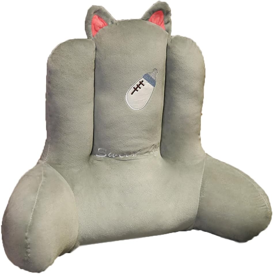 Cute Office Chair Lumbar Support Pillow Soft Sofa Reading Rest Pillow Lumbar Back Cushion Creative Waist Pillow (34×46cm, Gray)