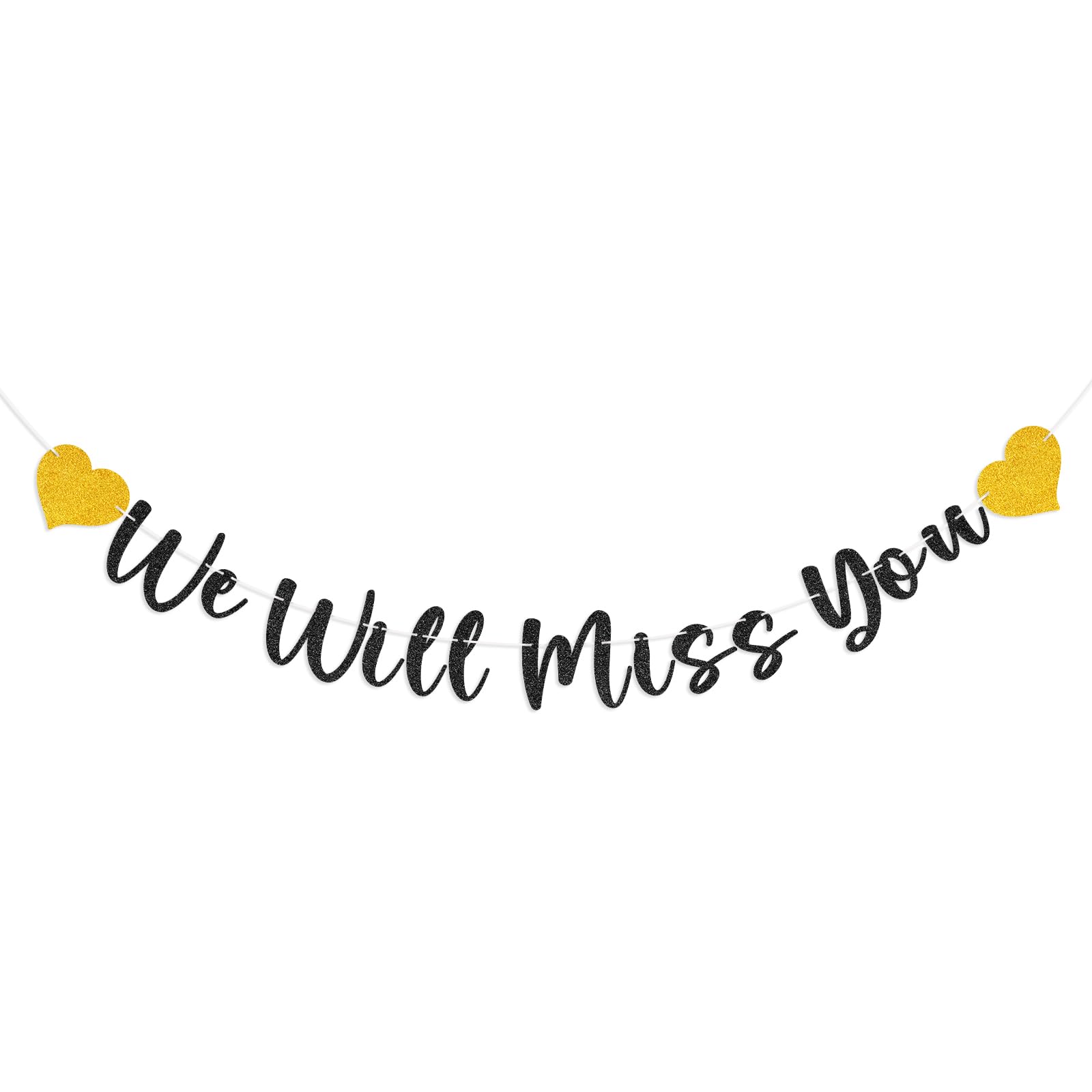 Adecortalk Glitter Black We Will Miss You Banner Goodbye Retirement Party Banner for Women Men Retirement Going Away Farewell Graduation We'll Miss