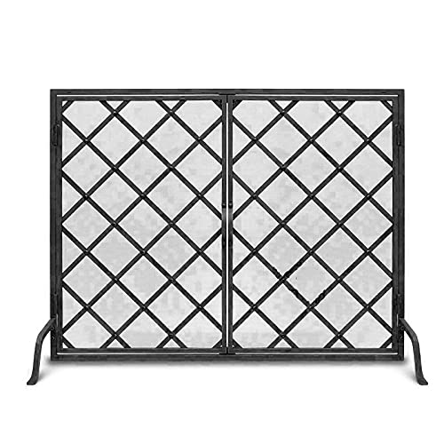 Pantalla Protectora para Chimenea, Pantalla Fire Guard, Malla de Acero Grande para Chimenea con Puertas, Paneles de Hierro Forjado Macizo para Chimene