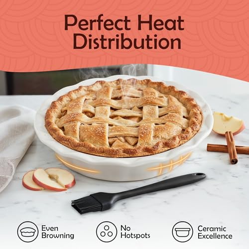 Muldale White Ceramic Pie Dish 23cm Fluted - 9 Inch Apple Crumble Pie Pan for Baking - Round Flan Dishes for the Oven - Image 6