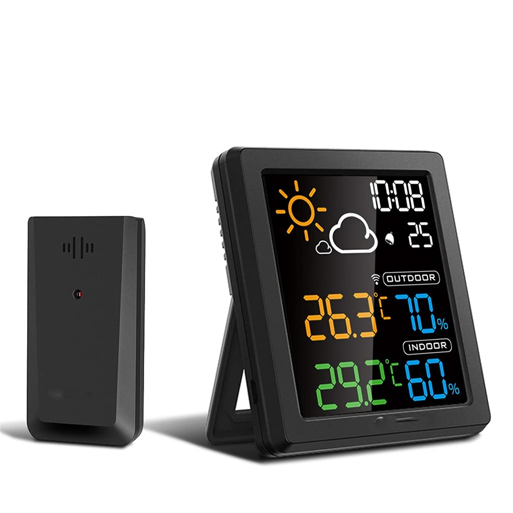 Colorful Screen LCD Weather Station Mini Alarm Clock Smart Hygrometer Thermometer Snooze Desktop Clock