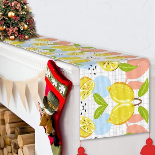 Chemin de table citron déco ferme et mariage pour table basse et repas