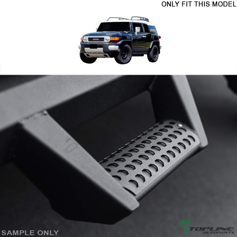 7422451948954 Compatible with 2007-2014 Toyota FJ Cruiser Matte Black Hoop Drop Step Side Nerf Bars v2