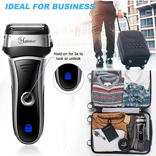 Hatteker Men's Electric Shaver Foil Shaver Wet Dry with Pop Up Trimmer Cordless - Thumbnail 2
