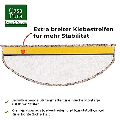 casa pura Stair Mats Inside 1 Piece Round Self-Adhesive Sisal Look Stair Treads Mats Anthracite 65x23.5 cm - Image 3