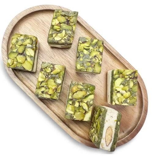 Image of NY Spice Shop Nougat Pistachios Square - 3 Pound Middle Eastern Sweet Confection - Chewy Nougat with Roasted Pistachios - Traditional Mediterranean Dessert - Gourmet Candy for Gifting & Sharing