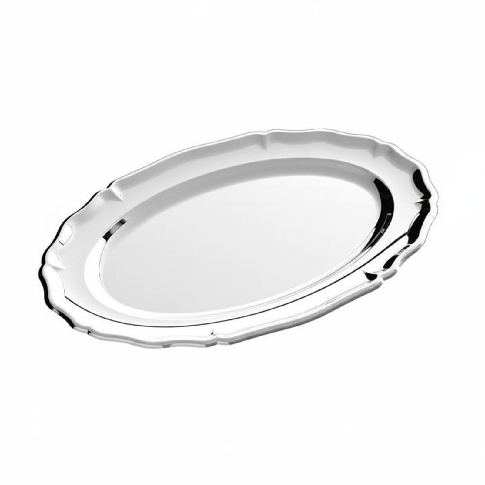 Piatto da Portata Ovale Vassoio Piatto Dessert Antipasti in Acciaio Inox Spesso Design Raffinato Cura Semplice Adatto a Ristoranti Presentazioni Tavola, Piatto Da Portata Ovale Francese