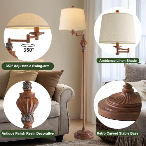 Vintage Floor Lamp with 350° Adjustable Swing Arm 61" Lamps for Living Room by G-SAFAVA - Used condition - Image 8