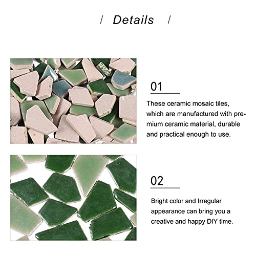 200G Broken Ceramic Mosaic Tiles Ceramic Mosaic Pieces Chips Ceramic Tiles Pieces Glazed Tiles For Diy Crafts Mosaic Stone Home Decor (Green0 #TOP4