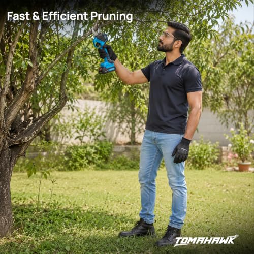 Image of TOMAHAWK TCPR-B42 Cordless Electric Pruner with Brushless Motor, 42mm Cutting Capacity 20V Battery Pruning Shears for Garden, Electric Branch Cutter with 2 x 1.5Ah Batteries & Charger
