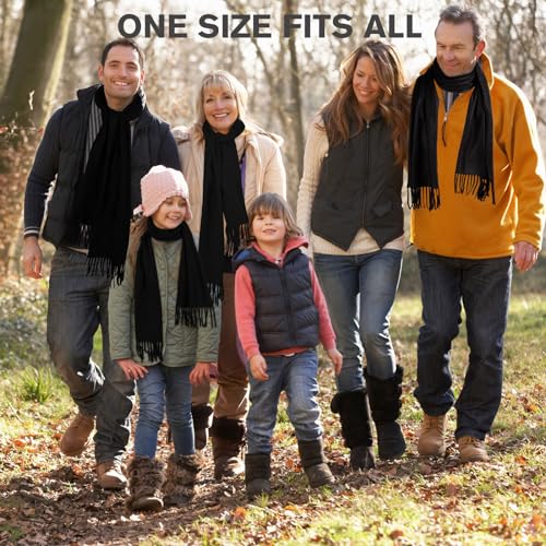 Suhine 24 Pcs Warm Winter Scarf Soft Cold Weather Scarfs Bulk Solid Color Neck Unisex Fleece Scarfs for Women Men Homeless, Black3