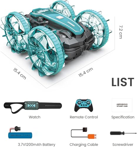 Carro de controle remoto anfíbio, barco, carro RC 4WD com controle remoto à prova d'água, carro de
