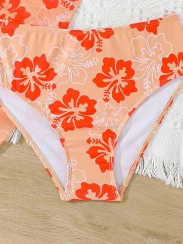 Image of SEGT Girl's 3 Piece Striped Bikini Swimwear Cute Swimsuits Bathing Suit High Waisted with Cover Up Beach Skirt