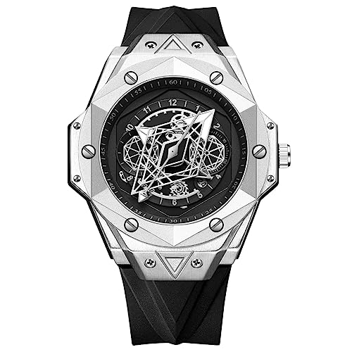 RORIOS Analogue Quartz Watches for Men Creative Pointer Watch Cool Waterproof Wristwatch Date Calendar Luminous Watch with Silicone Strap, Black White, L (B0CBMJV7YH) Amazon Price History, Amazon Price Tracker