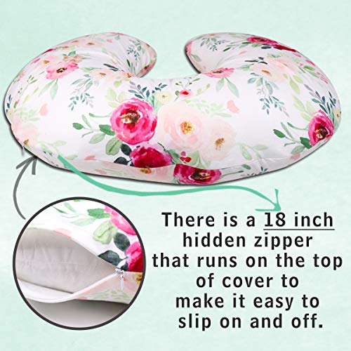 Image of TANOFAR Floral Nursing Pillow Cover, Breastfeeding Pillow Slipcover for Baby Boys & Girls, Nursing Pillow Case for Newborn, Soft Fabric Fits Snug On Infant, Washable & Breathable, Watercolor Flower