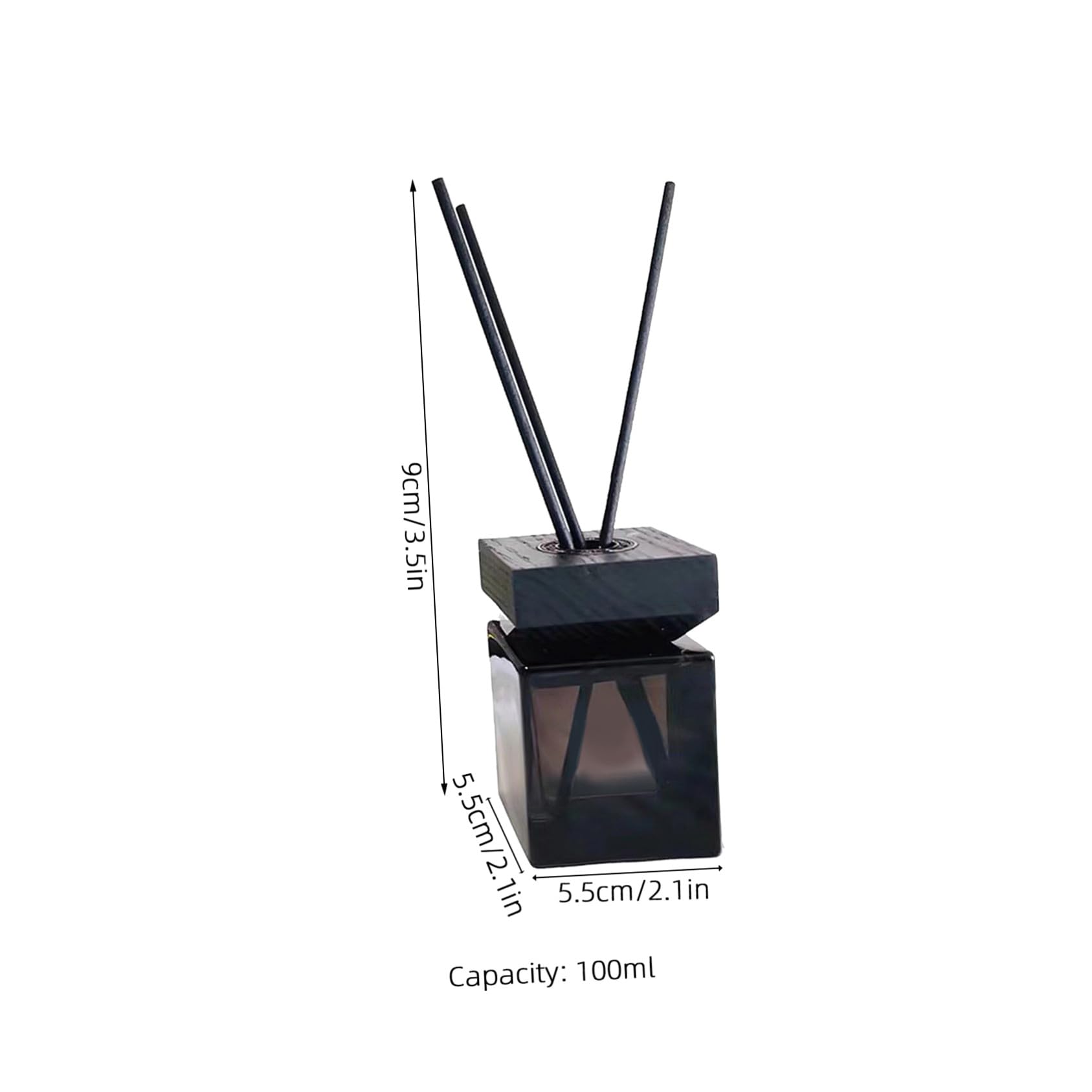 DOITOOL 2 Set Diffusore Aroma con Bottiglia Quadrata e Tappo in Legno Diffusore senza Fiamma con Bastoncini di Rattan per Aromaterapia Naturale in Casa