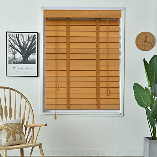 Jolan Persianas Venecianas De Madera Maciza-Persianas Horizontales-Persianas Opacas-Cortinas De Aislamiento Térmico-Persiana Veneciana para Ventanas De Madera,Lamas De 50mm,W×H-125x220cm/49x87in