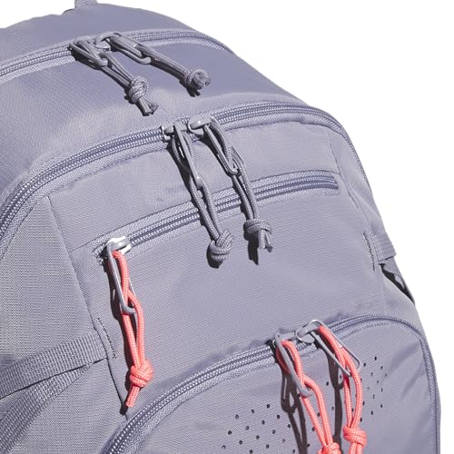 Image of adidas Defender 5 Backpack for Sports, Gym, School and Travel, 33L, Slate Grey /Silver Metallic /Solar Turbo Pink, OSFA
