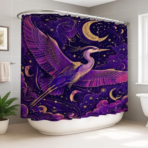 Rideau de douche extra large contre les fuites d'eau sol salle de bain polyester violet