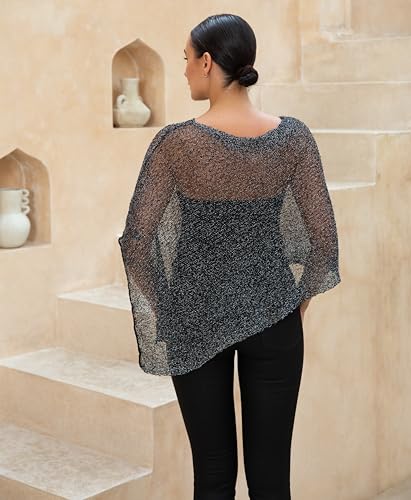 Image of SHU-SHI Womens Sheer Knit Poncho Shrug Lightweight Cover Up One Size Fits Most