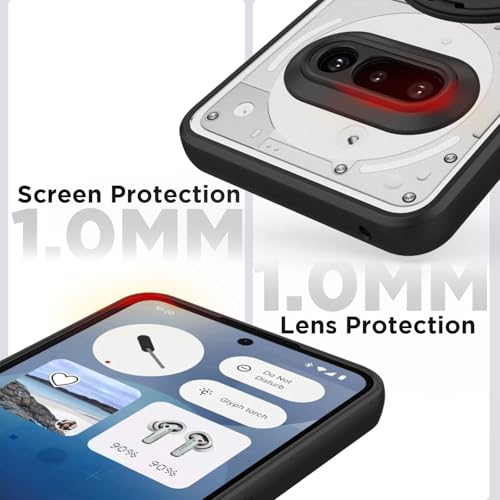 Image of RIGGEAR Shockproof Sleek Hybrid Armor 360 Rotating Magnetic Ring Stand Back Cover Case Compatible with MagSafe Accessories for Nothing Phone 3a (Clear PC + Black TPU Bumper)