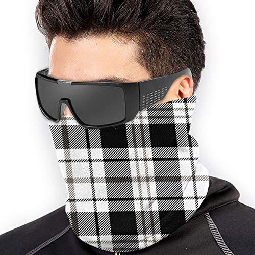 Bandana Neck Gaiter Black And White Tartan Plaid Cycling Balaclava Face Scarf Mask For Man Women #TOP1
