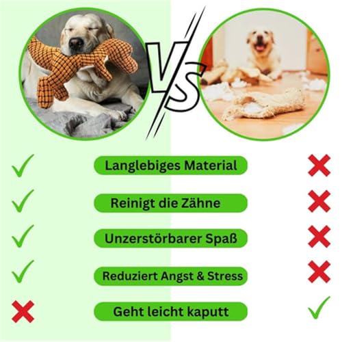 MEIION Bella balu TITANEX - unzerstörbares Stofftier mit Anti-Loch Garantie Interaktives, langlebiges Hundespielzeug Quietschendes Plüschspielzeug für Starke Kauer, weich und unzerbrechlich