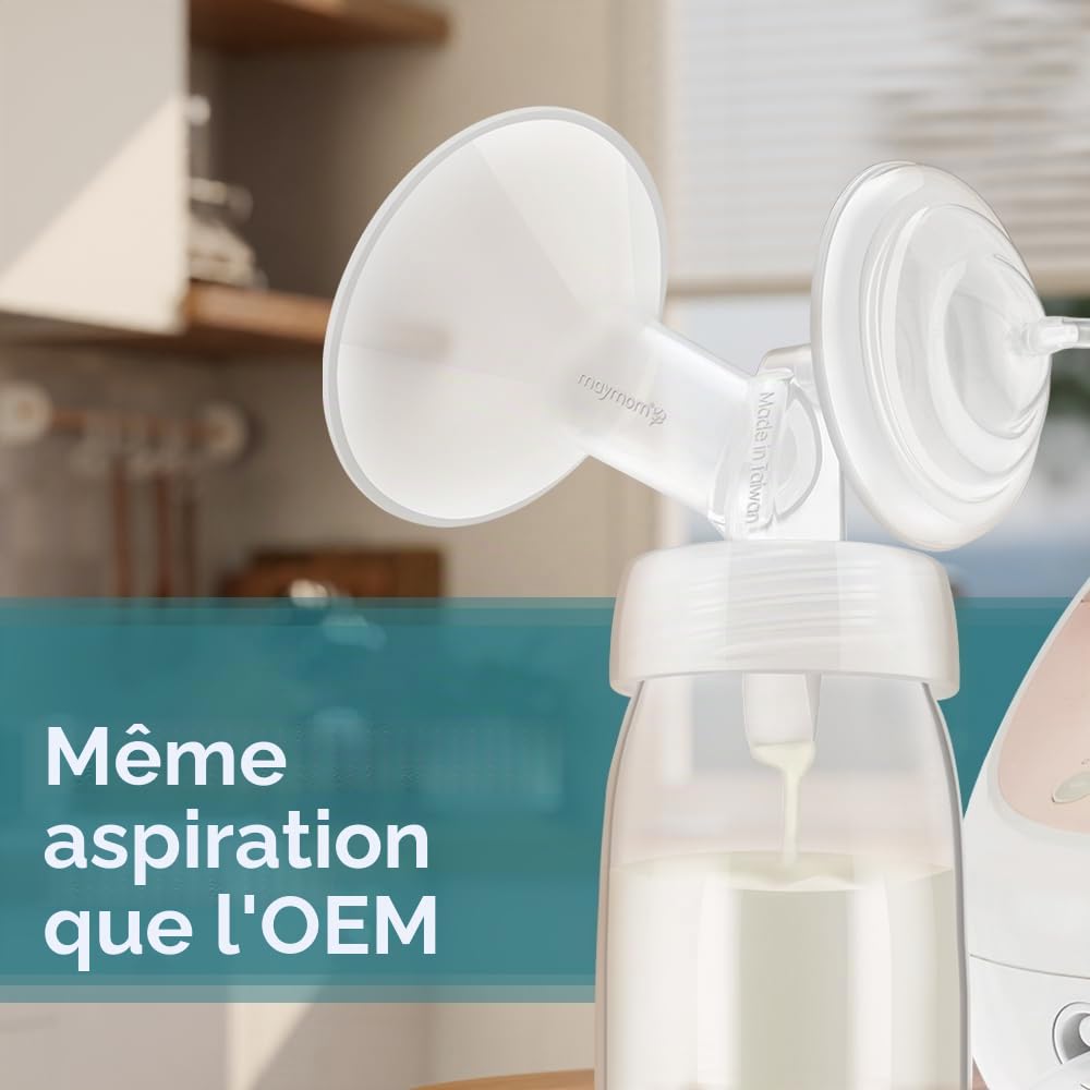 Maymom pièces de pompe à col large 19 mm (2 pièces), compatibles avec Spectra S1 et S2 ; inclut téterelles à large ouverture ; accessoire compatible non original
