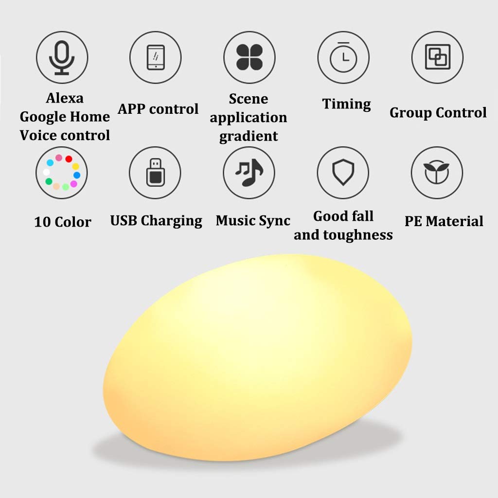Lampada da Comodino USB, Music Sync RGB Cambia Colore Della Luce, Funziona con Alexa e Google Home, Controllo Vocale APP, per la Casa Delle Feste, la Camera da Letto