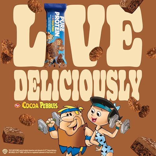 Image of Pure Protein Cocoa PEBBLES Protein Bars - 20g Protein, 4g Sugar, 180 Calories (4 count) Low Sugar* High Protein Snack - Gluten Free - Perfect for a Healthy Snack.