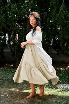 SCARLET DARKNESS Middeleeuwse rok voor dames, hoge taille, maxirok, onregelmatige zoom, renaissance-rok, zwart, XXL