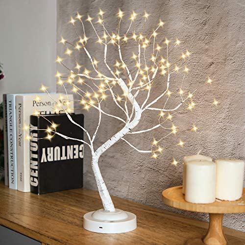 Fuchsun $$$ Led Birch Tree Light Tabletop Bonsai Tree 20 Inches Decorative Fairy Light Artificial Tree Battery Operated Twig Lamp For Party Wedding Holiday Festival Christmas Decoration - Warm White #TOP1