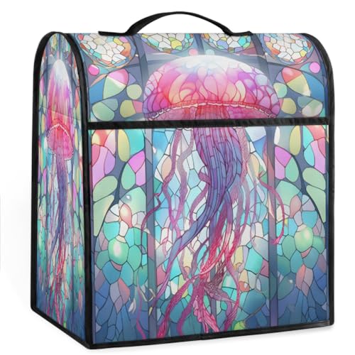 Coffee Maker Cover Glass Painting Jellyfish Kitchen Appliance Covers Small Appliance Covers Blender Cover Juicer Cover Dust Covers for Kitchen Appliances with Top Handle and Pockets,Washable,B229