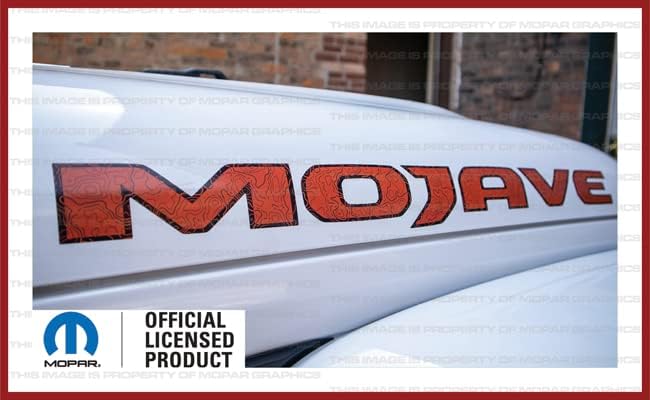 Decal Mods Mojave Hood Graphic Vinyl Decal fits Jeep Wrangler/Mojave JL/JT (2019-2024) Topo Map Dark Orange w/Dark Gray Lines, Black Outline (Set of 2) | FJ3T3