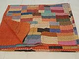 Tribal Asian Textiles Kantha-Steppdecke/Tagesdecke, reine Baumwolle, handgefertigt in Indien, Queen Size