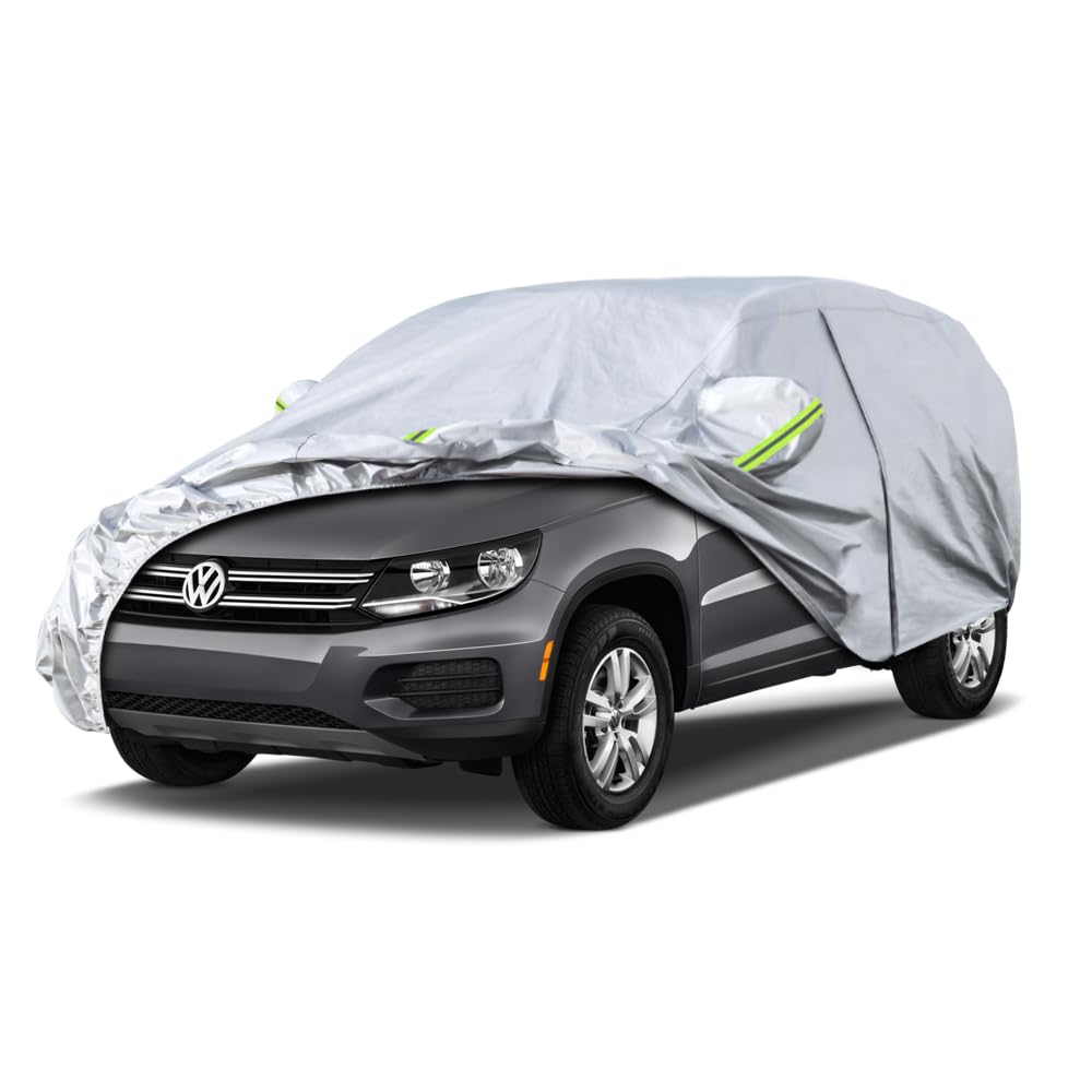 Koukou SUV Car Cover Custom Fit VW Tiguan from 2007 to 2020, Waterproof All Weather for Automobiles, Sun Rain Dust Snow Protection.