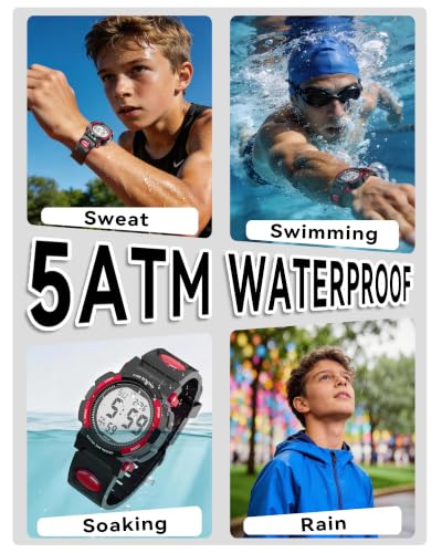 Image of Edillas Kids Digital Watch 7 Colors 50M Waterproof Sport Alarm Boys 7-15
