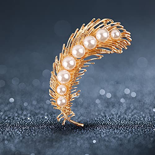 Image of Pearl Diamond Brooch Pins for Dress Sweater Scarf, Wedding Party Decoration Birthday Christmas Gift