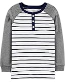 Carter's Boys Kid Striped Slub Henley, White, 12