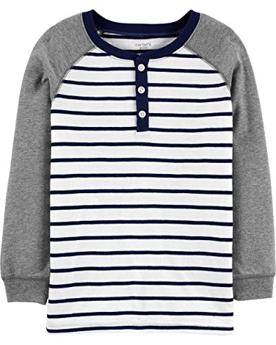 Carter's Boys Kid Striped Slub Henley, White, 12 #TOP24
