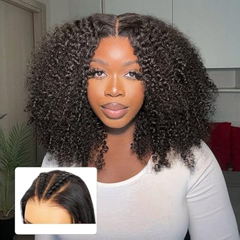 ISEE M-Cap Kinky Curly Wear Go Glueless Wigs Human Hair Pre Plucked Pre Cut Bleached Knots 9x6 HD Lace Glueless Human Hair Wigs For Women 20 Inch Cover