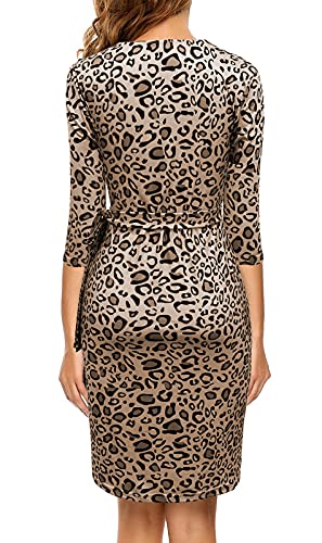 Image of Berydress Women's 3 /4 Sleeve V Neck Casual Party Work Faux Black Wrap Dress