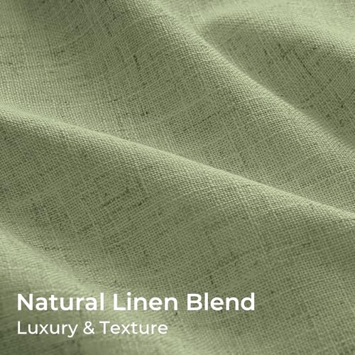 Pinch Pleated Blackout Curtains 102 Inch Long, Linen Blend, 100% Blackout Drapes with 20 Hooks, Ideal for Bedroom and Living Room, 40" W x 102" L (Pack of 2), Sage Green