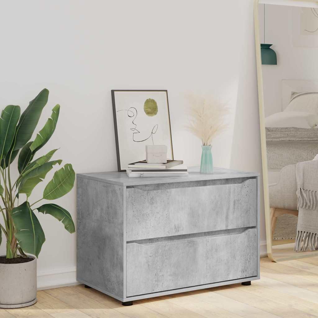 Armadio portaoggetti, grigio cemento, 80 x 48 x 57 cm, cassettiera in legno con cassetti, moderno armadio portaoggetti per soggiorno e camera da letto, credenza con piedini stabili