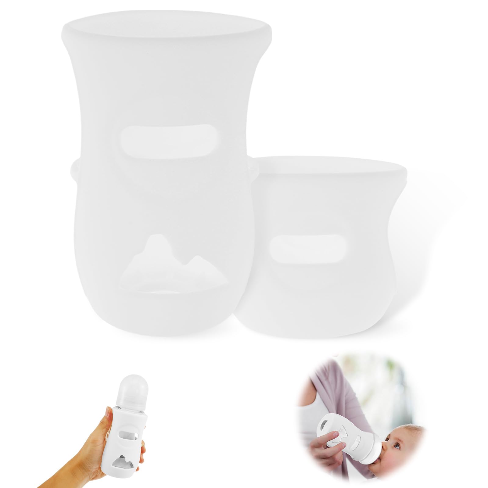 Qinglang 7X12cm + 6.3X6.6cm Newborn Bottle Cover Silicone Sleeves For Avent Natural Glass Baby Bottles Protector Infant Bottles Feeding Bottle Baby Insulation Cover(7X12cm + 6.3X6.6cm)