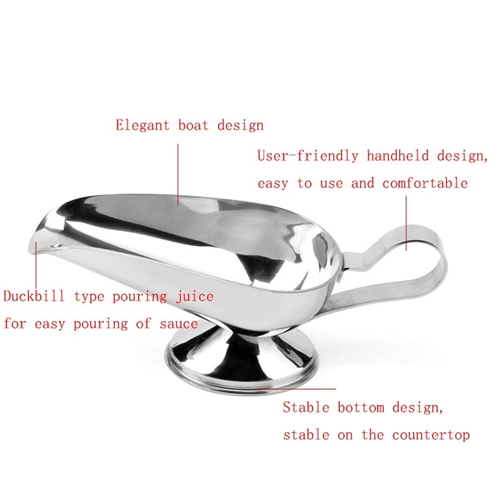 Sauciere Edelstahl Sauciere Topf Edelstahl Sauciere Ergonomischer Griff und Großes Tropfsicheres Spray 2 Stück Soßenbehälter