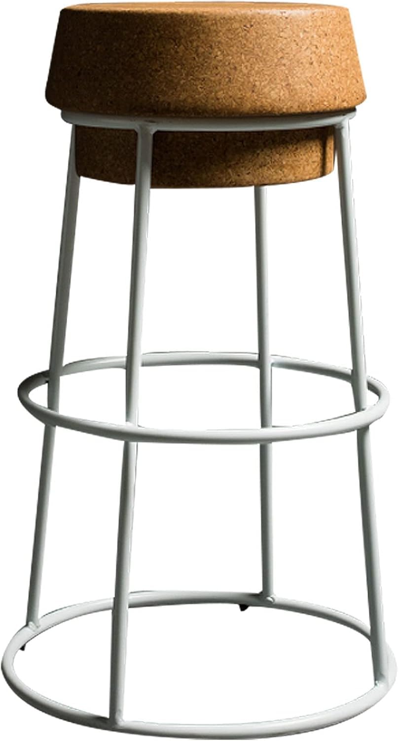 Tabouret haut blanc de 75cm avec assise confortable style industriel
