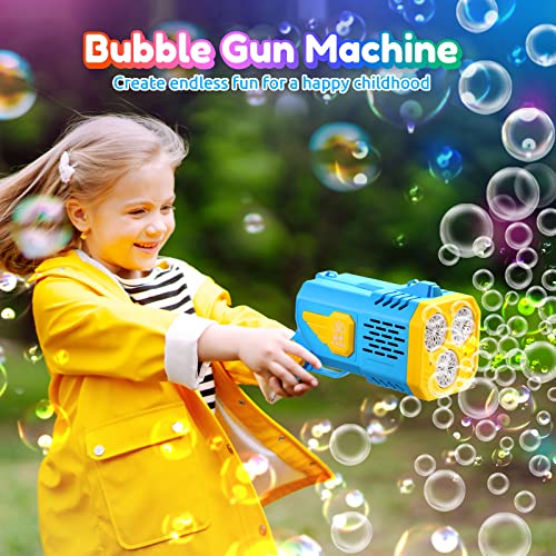 Bubble Machine Gun: Bubble Gun With Colorful Lights/Bubble Solution, Bubble Gun Blower For Adults Kids Rocket Launcher Bubble Machine, Summer Toy Gift For Outdoor Indoor Birthday Wedding Party #TOP1