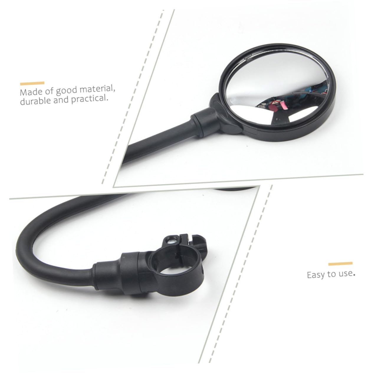 2 piezas Espejo Retrovisor para Bicicleta y Moto con Tubo Flexible Ajustable Espejo Acrílico Convexo Resistente Arañazos Instalación Rápida Visión Amplia para Manillar Paquete